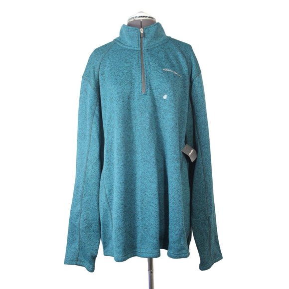Eddie Bauer men's teal 1/4 zip mock neck Radiator fleece pullover jacket 2XL - Picture 1 of 12